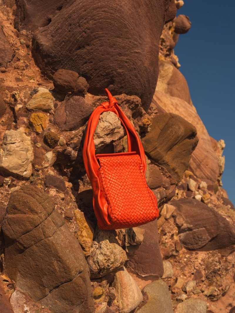 Hereu Molta Handwoven Mini Box Axelremsväska Dam Orange | Sverige-92PQZXWGD