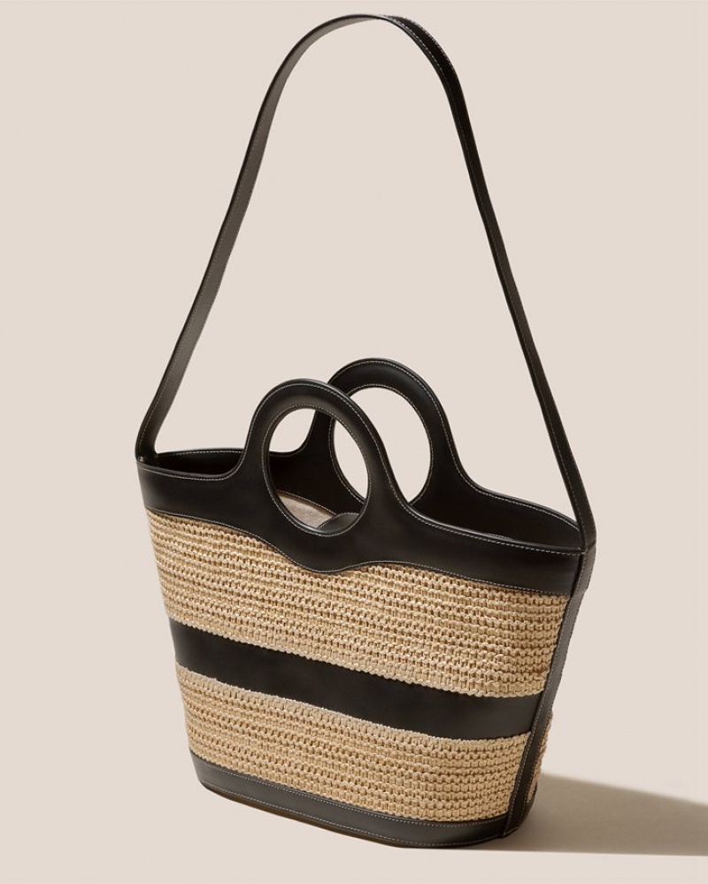 Hereu Nasta Läder Framed Raffia Toteväska Dam Beige Svarta | Sverige-03WVAPBSQ