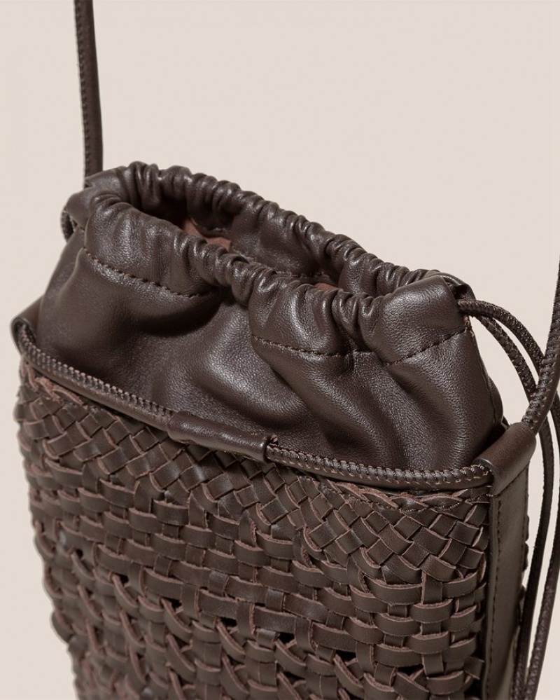 Hereu Palau Hand-braided Mini Bucket Crossbody Väska Dam Mörkbruna | Sverige-81BQEXMTR