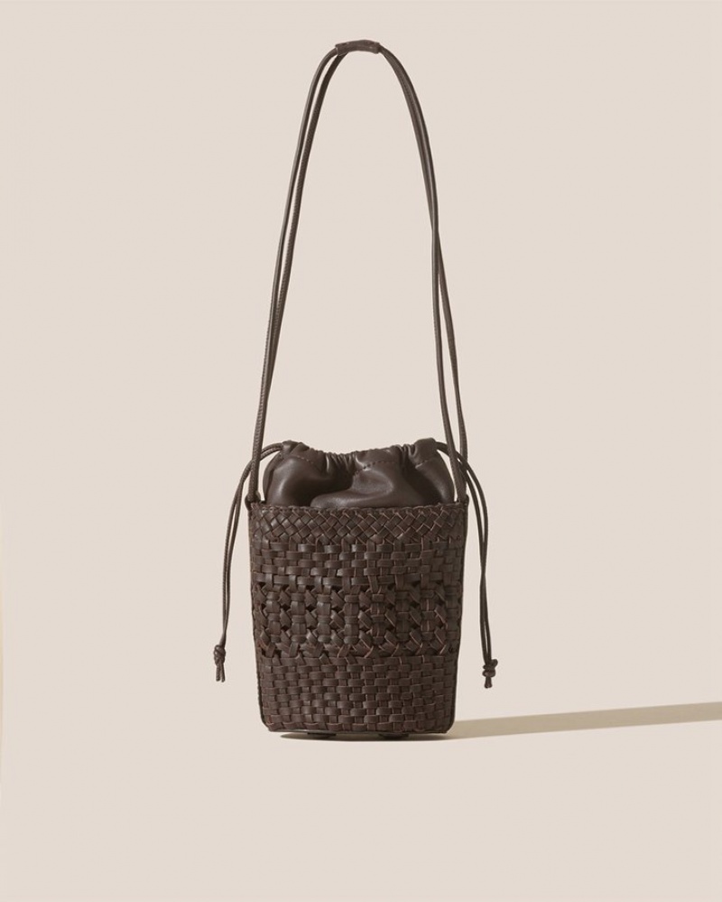 Hereu Palau Hand-braided Mini Bucket Crossbody Väska Dam Mörkbruna | Sverige-81BQEXMTR