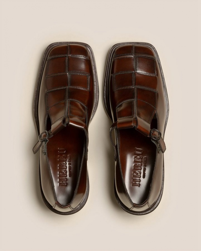 Hereu Pobla Klackar Brushed Interwoven T-bar Loafers Dam Bruna | Sverige-81STIXAED