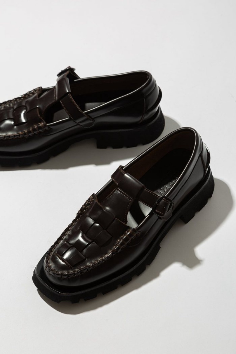 Hereu Soller Sport Tread Sole T-bar Loafers Dam Mörkbruna | Sverige-69LIZJVSQ