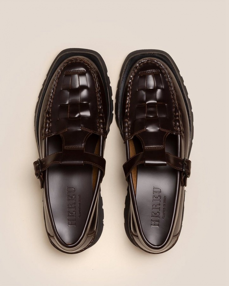 Hereu Soller Sport Tread Sole T-bar Loafers Herr Mörkbruna | Sverige-32PTRVBXY