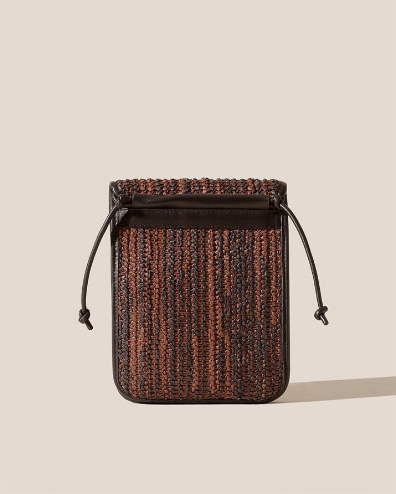 Hereu Terra Raffia Bicolour Square-flat Crossbody Väska Dam Mörkbruna Bruna | Sverige-25UOVTWDZ