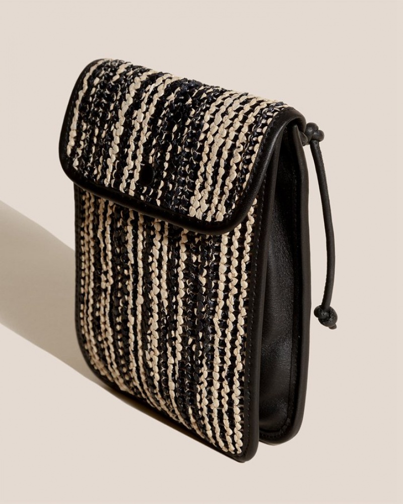 Hereu Terra Raffia Bicolour Square-flat Crossbody Väska Herr Svarta Grädde | Sverige-56UYEALIM