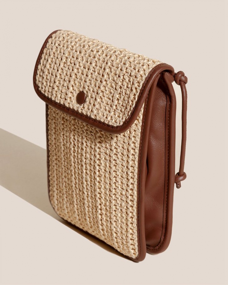 Hereu Terra Raffia Square-flat Crossbody Väska Dam Beige Bruna | Sverige-49NHXOKTD