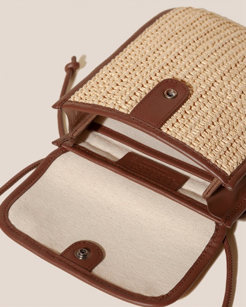 Hereu Terra Raffia Square-flat Crossbody Väska Dam Beige Bruna | Sverige-49NHXOKTD