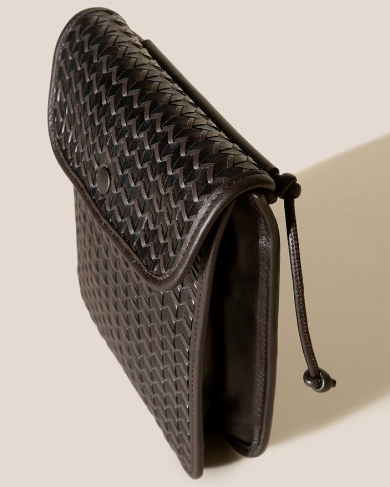 Hereu Terra Woven Square-flat Crossbody Väska Dam Svarta Mörkbruna | Sverige-43SACXPTW